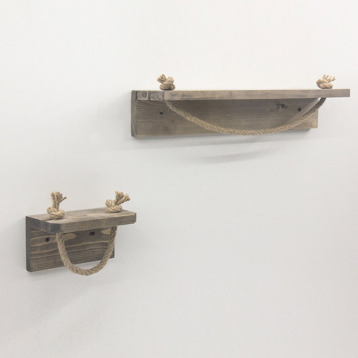 Hanah Home Estantería de Pared de Madera de Abeto en Nogal